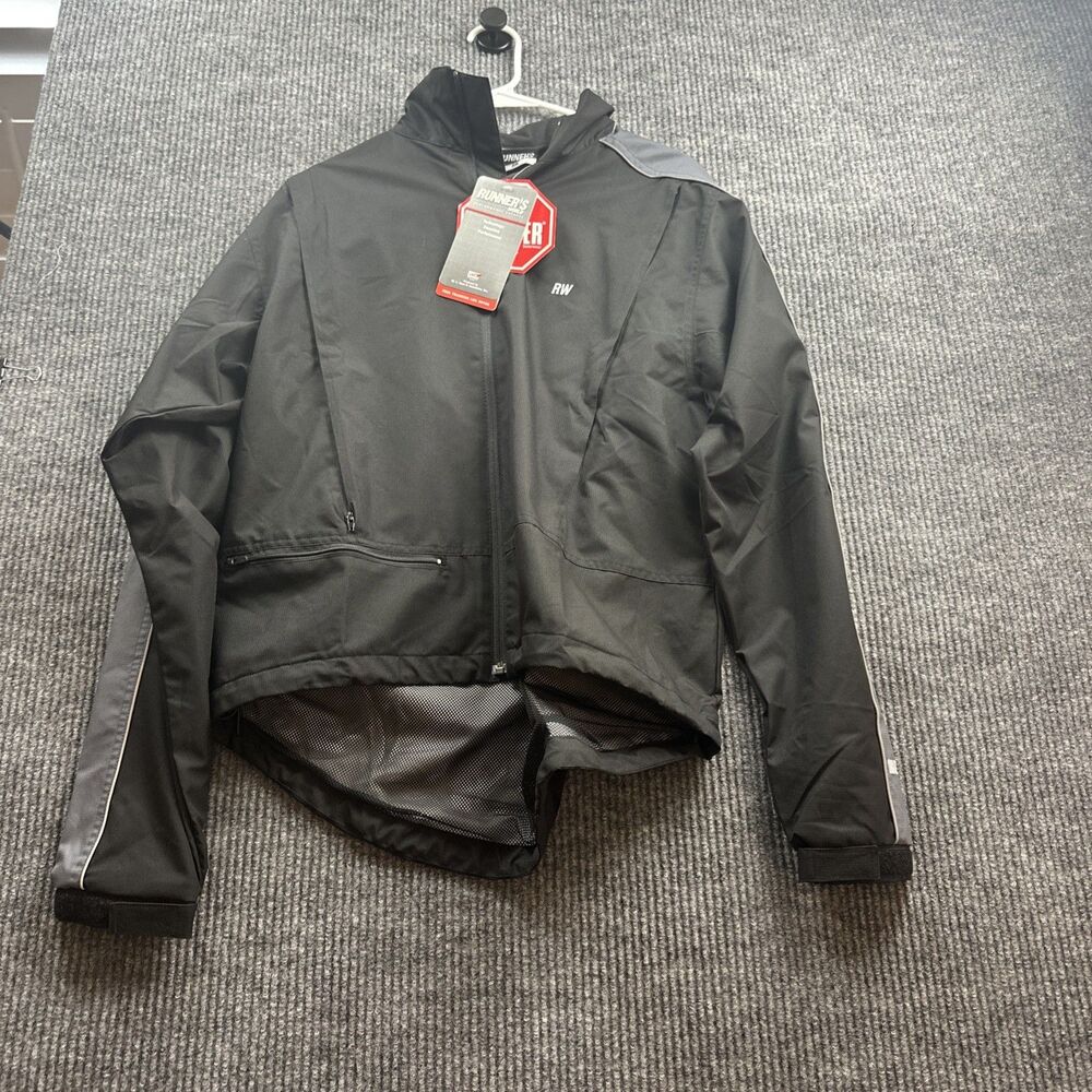 NWT Runners World Mens Size Large Black Wind Stopper Performance Jacket